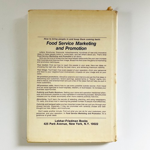 Food Service Marketing and Promotion Hardcover Book David D Seltz 1977 DJ - Imagen 2 de 21