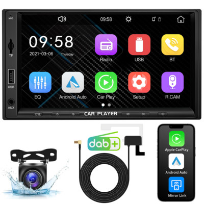 7'' QLED Touchscreen Drahtloses CarPlay Android Auto Autoradio FM RDS+DAB+Kamera