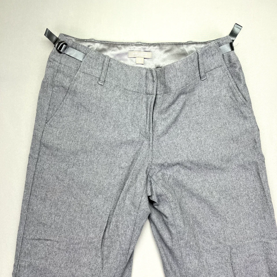 Ann Taylor Fully Lined Grey Trousers Size 4P Flap Pockets Adjustable Waist Wool - Image 2 of 4