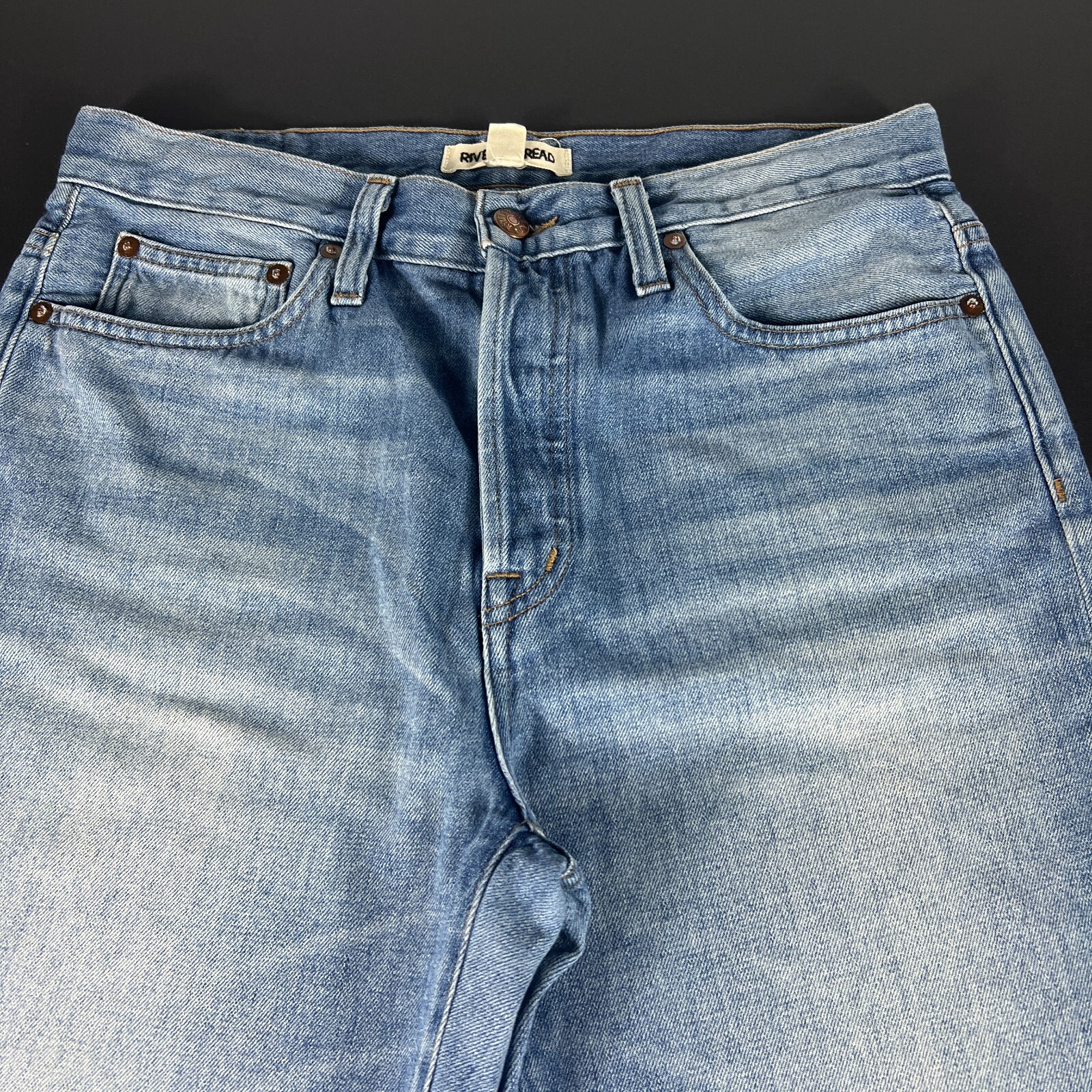 Rivet & Thread Jean Women 31x24* Retro Straight High Rise Crop Blue Denim Tag 28