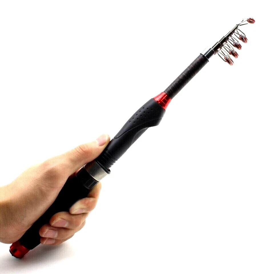 Señuelo telescópico giratorio caña de pescar cebo duro rápido fibra de carbono portátil S Foto 2 de 4