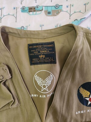 Alpha Industries Us Army Air forces Men C1 Vest Size Small Khaki