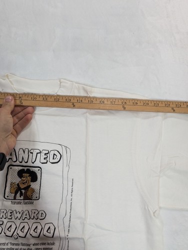 Vintage TShirt Wanted Fred Flintstone L Men's White Front Graphic Short Sleeve - Picture 7 of 10