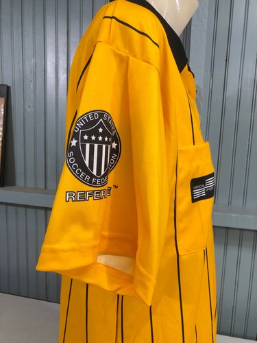 US Soccer Federation Yellow Striped 2006 Referee Jersey 22" Chest - Picture 5 of 7