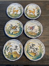 Vintage Very Rare Set 6 hors d'oeuvres Hand Painted El Alfar Talavera Plates 5”