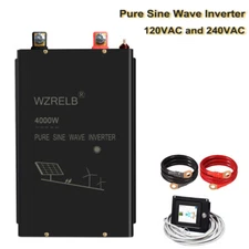 Pure Sine Wave Inverter 4000W 48V to 120V 240V Split Phase Solar Remote Wired RV