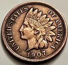 1907 Indian Head Cent Penny Sharp Detail Antique US Coin Collection JC1806