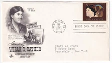 STAMP SCOTT 1487 "Willa Cather" 8 CENT 1973 FDC - D