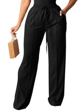 Women's Sweatpants Wide Leg Sweat Pants Straight Leg Baggy Fleece Lined Athle...