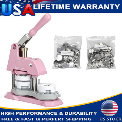 Button Maker Badge Pin Machine 1+1.25+2.25'' 300pcs 25+32+58mm Parts Press Kit US