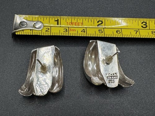 Sterling Silber Ohrringe signiert Mexiko Taxco Ohrring groß schwer signiert - Bild 4 von 6