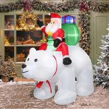    6FT Lighted Santa on Polar Bear 7 LED Christmas Outdoor Yard Decor   