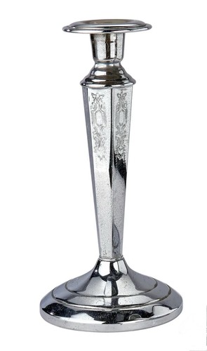 Cromwell Silver Mfg. Corp. Chromium Etched Candelabras Mid 20th Century Vintage