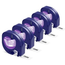5PK Compatible Dymo LetraTag Refill 16952 12mm Clear Plastic Label Tape LT-100H