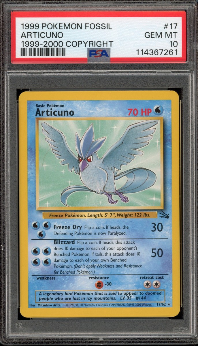 Pokemon Articuno 1999-2000 Copyright Fossil Unlimited Rare #17 PSA
