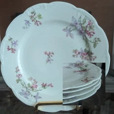 4 Salad Plate Set Vtg Haviland France Limoges Geo V Millar Scranton Schleiger