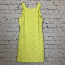 Lilly Pulitzer Yellow Mango Shift Dress Size XS Jacquard Retro Knit