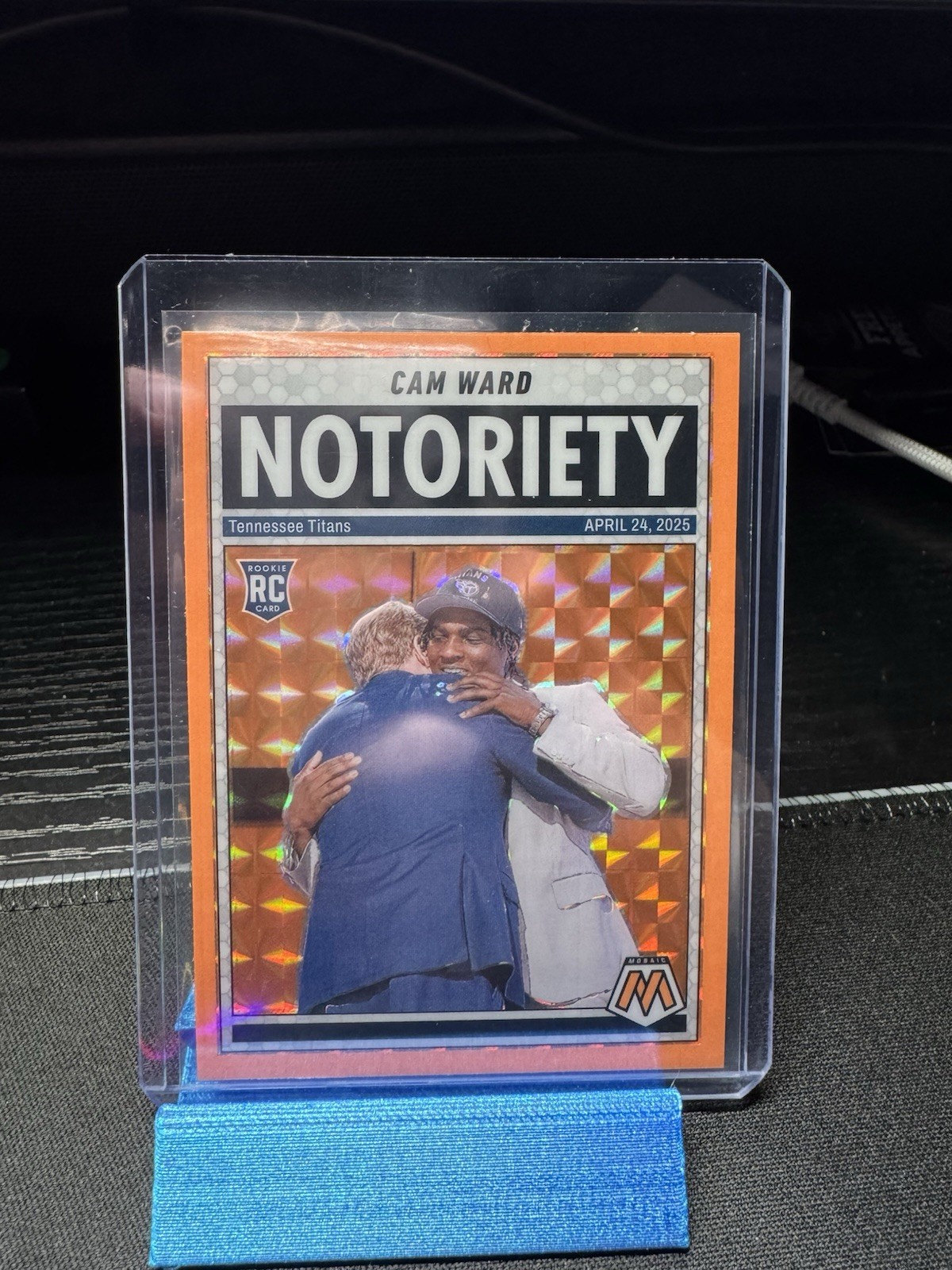 2025 Panini Mosaic - Notoriety Cameron Ward #17 Orange Fluorescent Mosaic Prizm