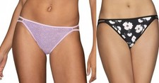 New 2 Pairs Vanity Fair Illumination String Bikini Panties Dots  Floral 5 S NWT