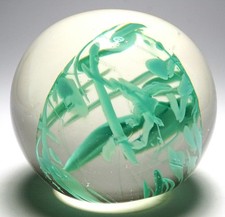 Kenyon Brown Green Swirl Paperweight - Early Magnum 1991
