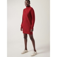 Athleta Cozy Karma Red Long Sleeve Mock Neck Knit Sweater Dress Size Small