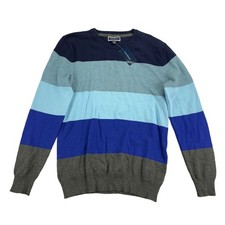 Club Room Mens Striped Lightweight Crewneck Colorblock Stripe Sweater Blue S