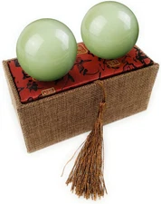 2 Inch Light Green Afghanistan Jade Baoding Balls Health Crystal Balls for Stres
