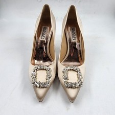 Badgley Mischka Cher Ornamented Evening Pump Women's 6 Beige Pointed Toe