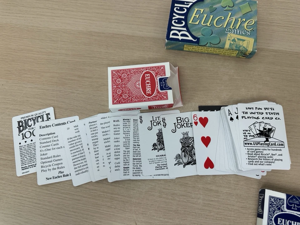Vintage 2000 Bicycle Euchre Card Game Double Deck Set w/ Rules - NEW Open Box - Image 3 of 4