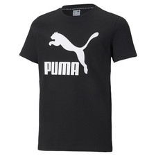PUMA Classics Logo Crew Neck Short Sleeve T-Shirt Youth Boys Black Casual Tops 5