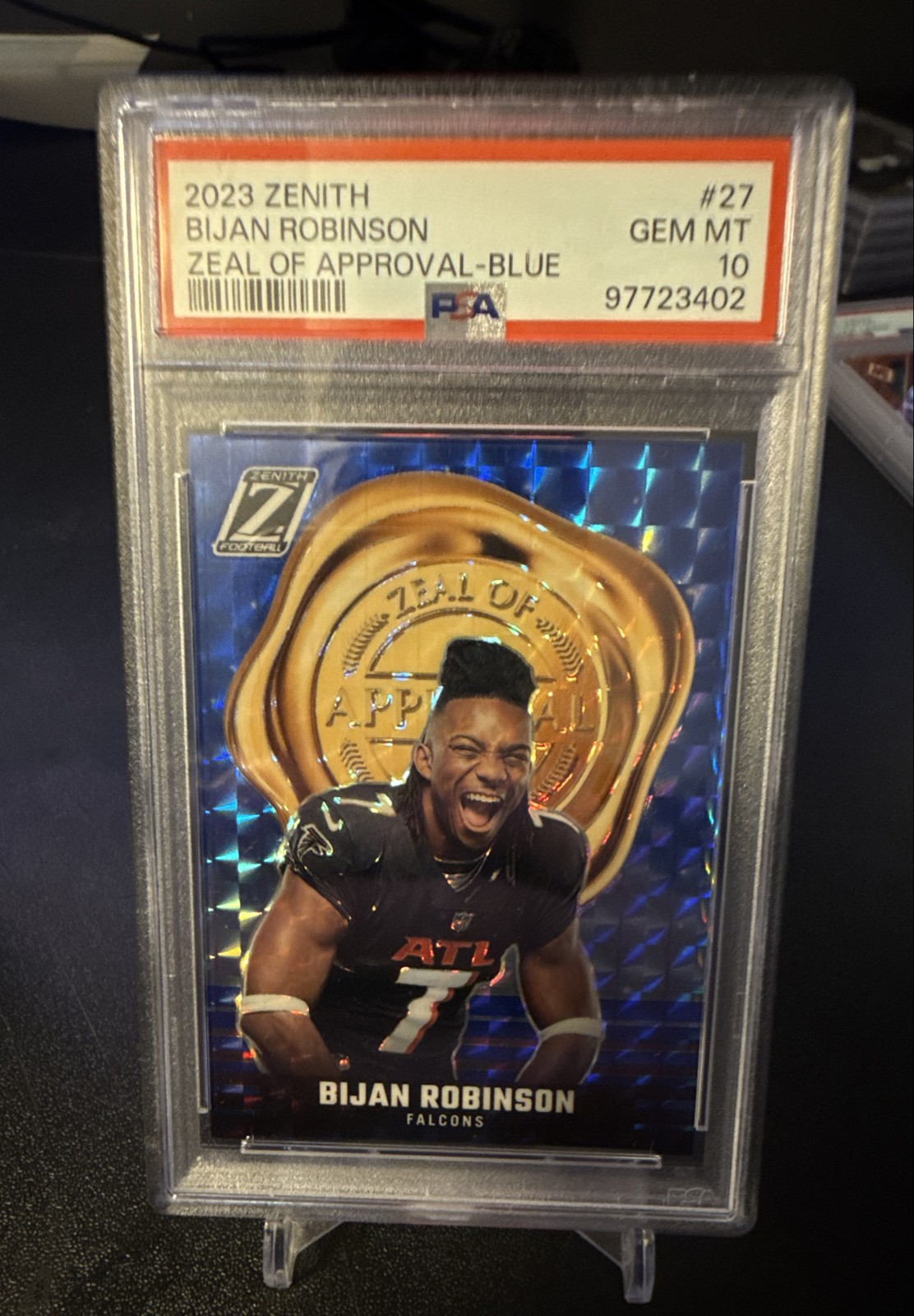 Bijan Robinson Panini Zenith Zeal of Approval #27 Blue