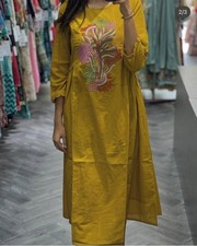 Indian Women Cotton Kurti with Pant Set Bollywood Designer Ethnic Kurta Set