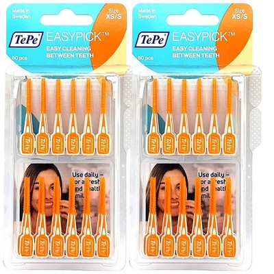 2x TePe Easy Pick XS/S orange Neu 2x 60 Stück Zahnstocher Interdentalbürste