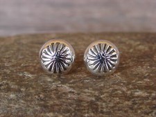 Native American Indian Sterling Silver Concho Post Stud Earrings by Gloria Harve