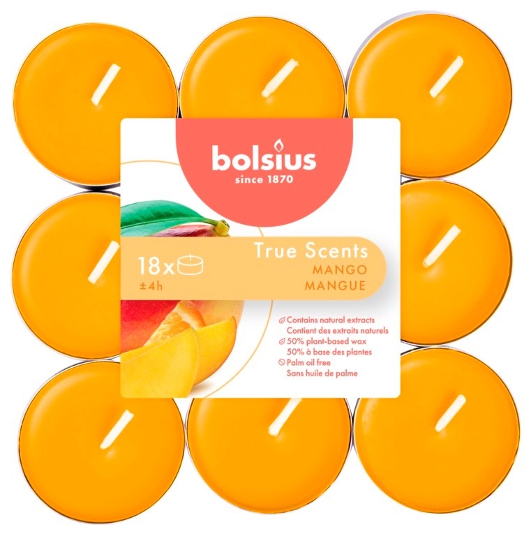 Bolsius Tealight Candle Fragranced Air Freshener Home Office 4 Hour Burn - Mango