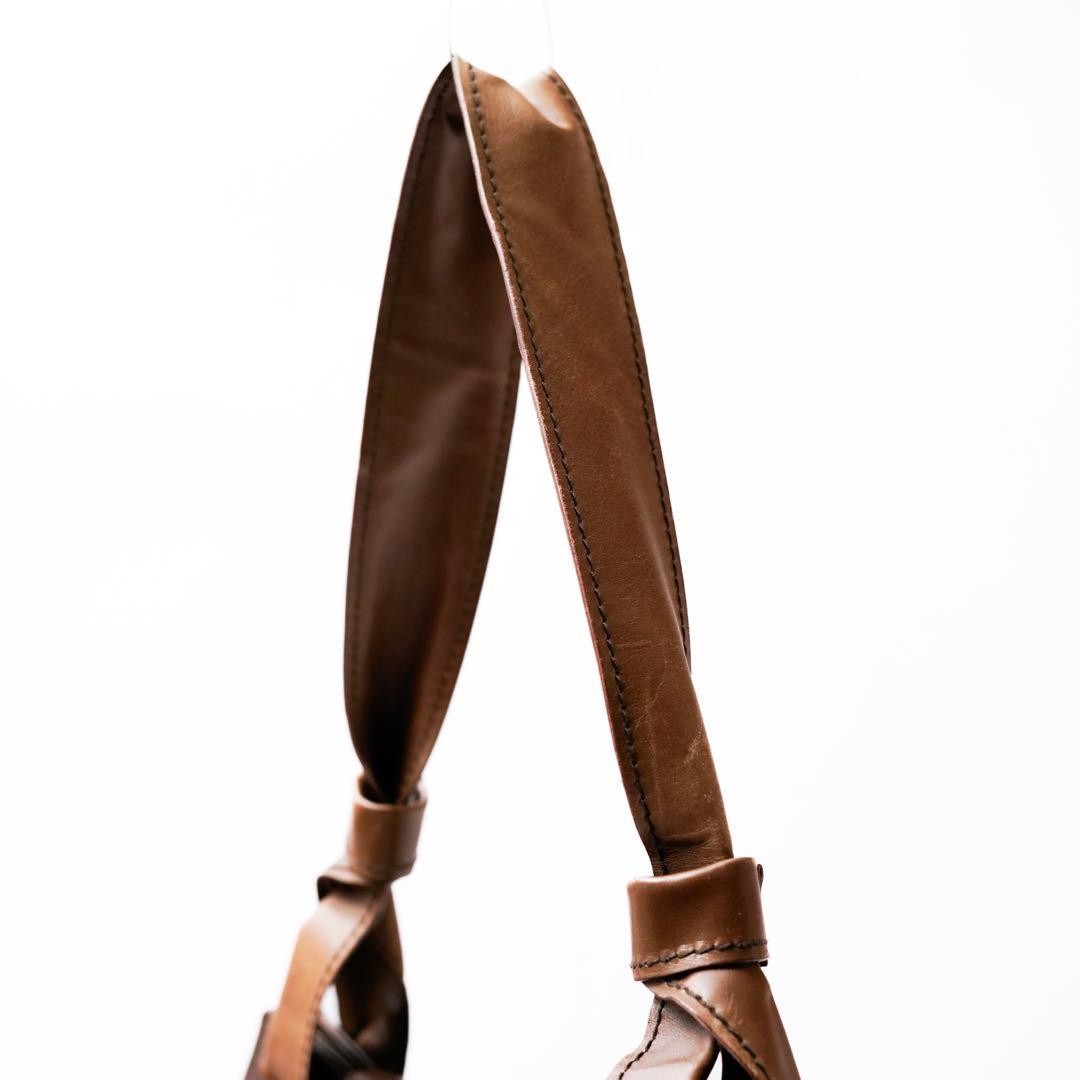 GUCCI Tom Ford Era Shoulder Bag Flaplock Leather Wood Brown Black Hardware Japan thumbnail 7