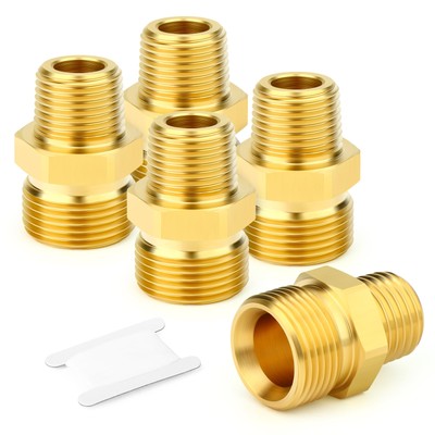 5Pcs Brass M22 Pressure Washer Fitting,M22-14mm Male x 3/8''NPT Male Thread Fi...