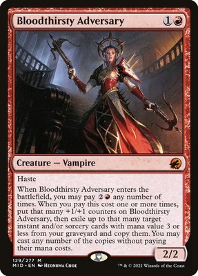 + Bloodthirsty Adversary near mint englisch Midnight Hunt Mythic Rare MtG Magic