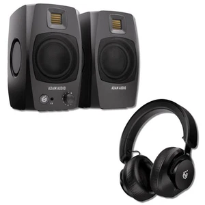 ADAM Audio D3V 3.5" White Powered Studio Monitor Pair with H200 Headphones
