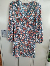 Shein Long Sleeve Teal Floral Long Sleeve Dress. Size Medium 