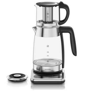Arendo Wasserkocher mit Station Display 1,8L Glaskörper Teekanne Edelstahl