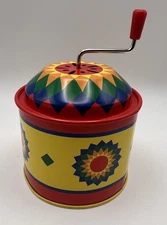 2007 Vintage Schylling Classic Tin Music Box Round w/ Crank Works