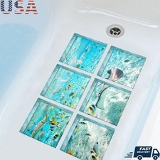 Non-Slip Bathtub Stickers Waterproof 3D Ocean Design Anti-Slip Bathroom Decor US