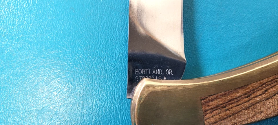 复古 Gerber Sportsman 木质黄铜折叠口袋刀 + 皮革鞘 TR484 — 第 3/4 张图片