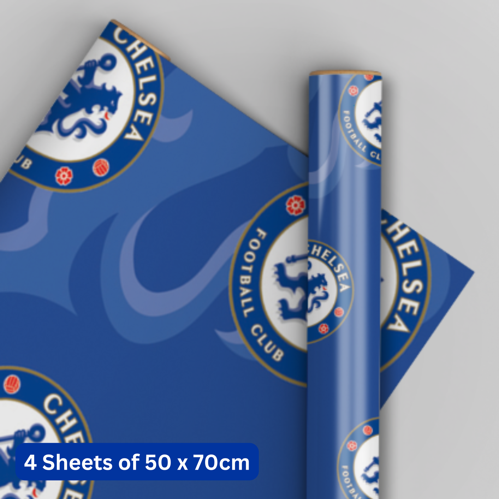 Chelsea FC Wrapping Paper 4 Sheets 4 Tags Sheet Size 70cmx50cm Official Product Responsibly Resourced - Image 2