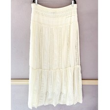 Y2K Cream Lace Boho Cottagecore Ethereal Fairy Coachella Maxi Skirt Size XL