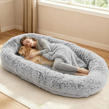 71"X44"X12.5" Human Dog Bed for Adult Faux Fur Washable Human Dog Bed Portable H