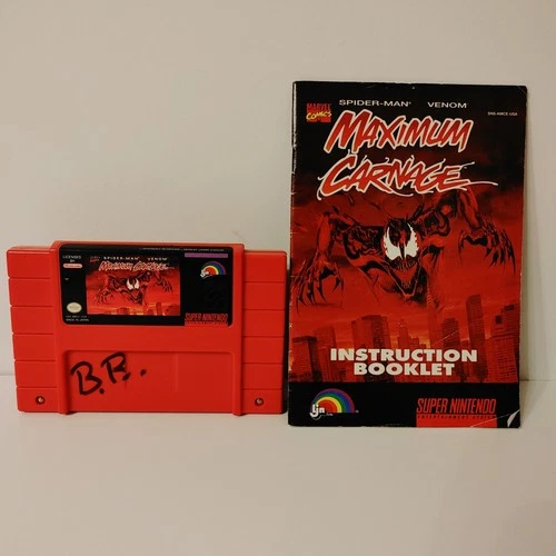 Super Nintendo SNES Spider-Man and Venom Maximum Carnage w/ manual Clean marvel