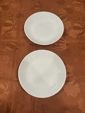 Crate And Barrel White Bowls (2) Embossed Fruit