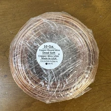 10 AWG Bare Copper Wire For Construction Applications / 100 Ft Dead Soft